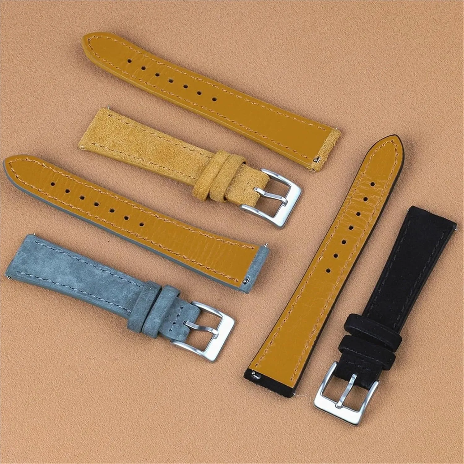 Quick Release Watchband Vintage Suede Leather Watch Band crater inadequately principally infirm Replacement Wristband 