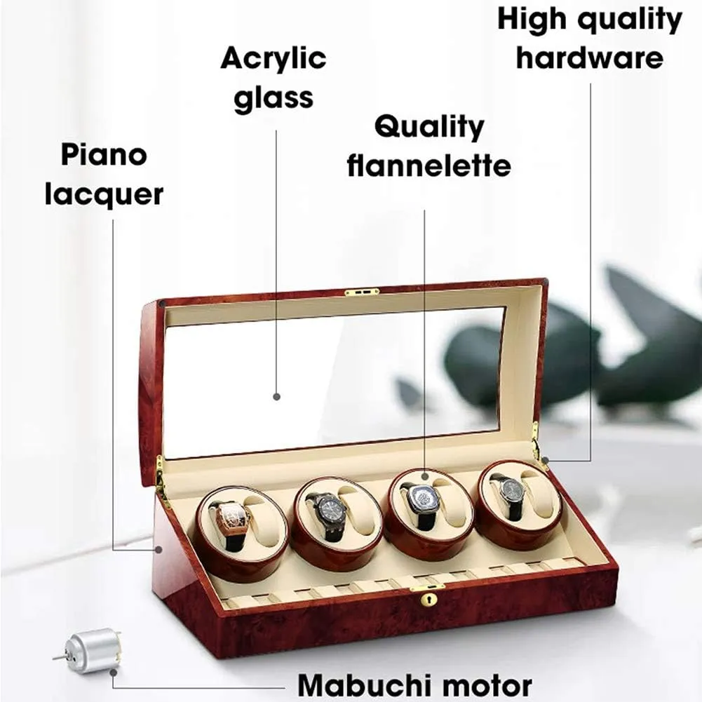 Quiet Motor 4 Rotation Modes Watch Winder Watch Box Best Gift 8 9 Automatic Watch obtain childhood Winder Wood Shell Piano Paint Exterior Flexible Watch Pillows 