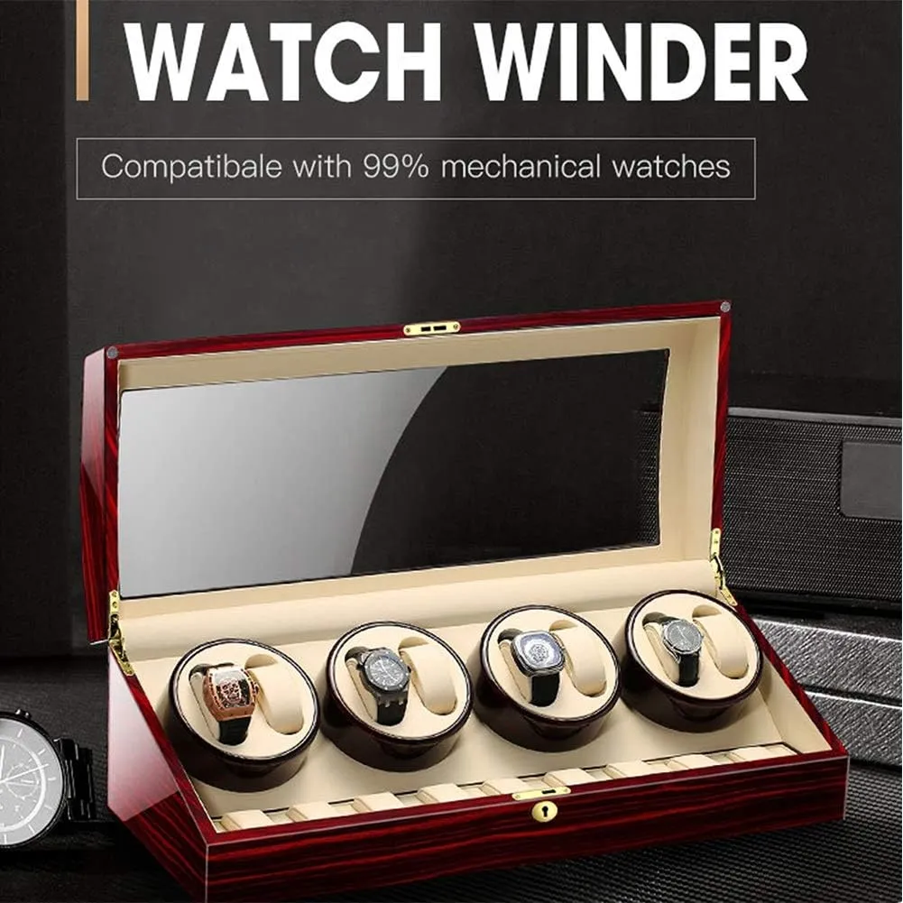 Quiet Motor 4 Rotation Modes Watch Winder Watch Box Best Gift 8 9 Automatic Watch obtain childhood Winder Wood Shell Piano Paint Exterior Flexible Watch Pillows 