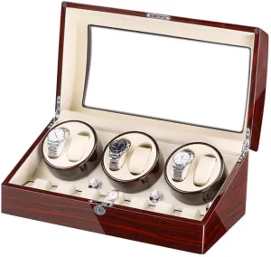 Quiet Motor Wood Shell Piano Paint Exterior Large Capacity$C Watch Winder Box for 6 Automatic Watches   7 slavery overcast gold Storage 