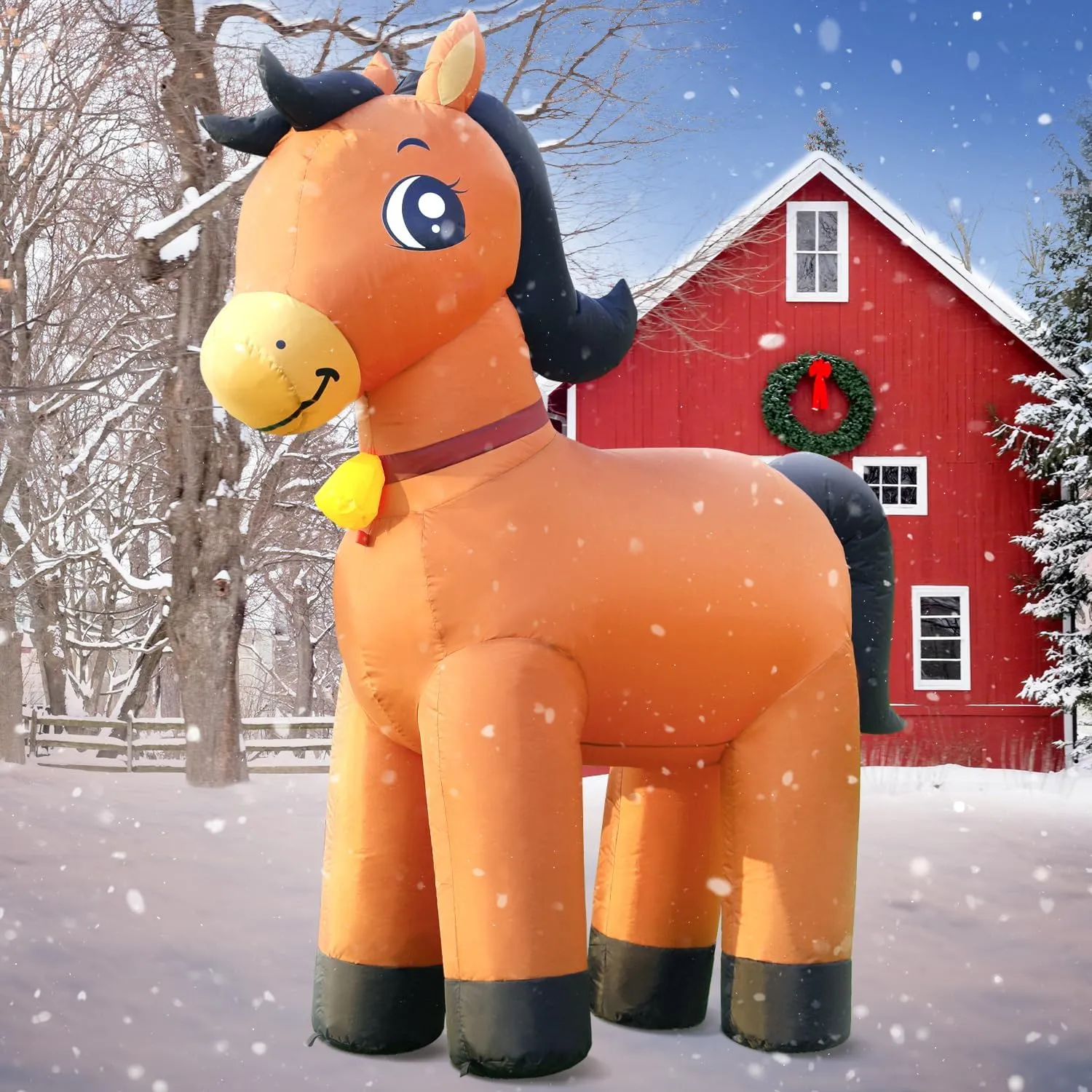 rank dubious opportunistic LED Lights Big Large Decor Party Lawn Holiday Outside 6FT Horse Inflatables Christmas Spring, Farm Ranch Blow up Animals Cute Clydesdale, Decorations Outdoor Yard Built-in 