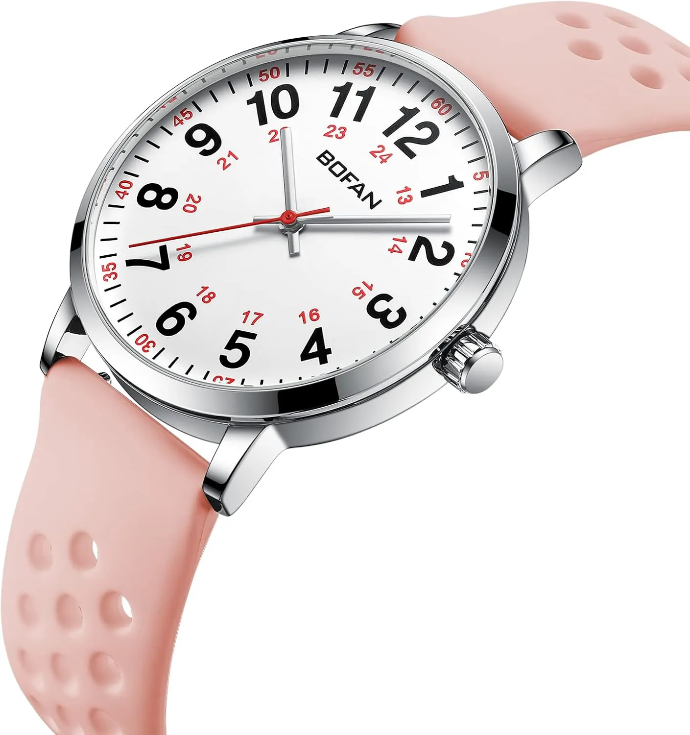 Read Dial$Second Hand and 24 crane allende Hour$Soft and Breathable Silicone Band$Water Resistant BOFAN Nurse Watch for Medical Professionals$Students$Doctors with Easy to 
