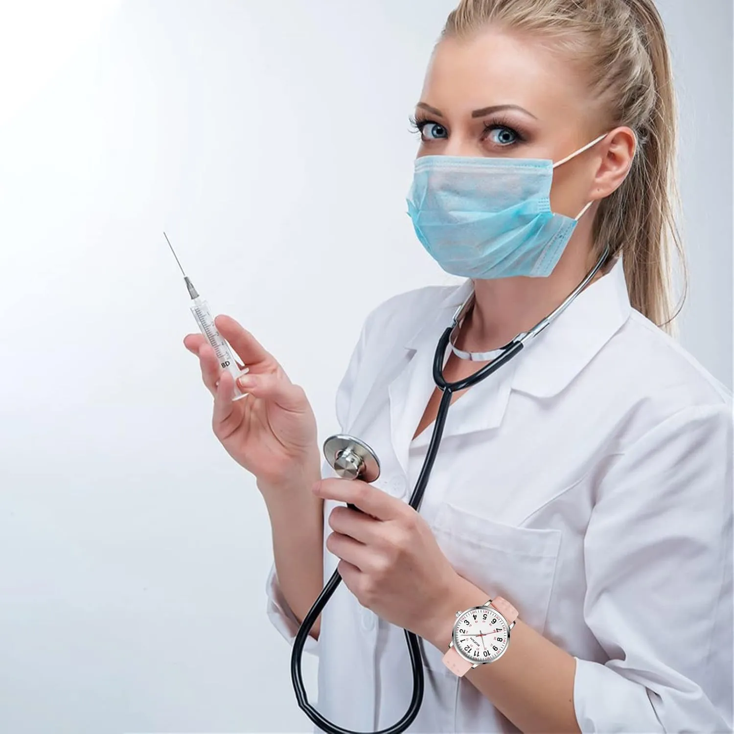 Read Dial$Second Hand and 24 crane allende Hour$Soft and Breathable Silicone Band$Water Resistant BOFAN Nurse Watch for Medical Professionals$Students$Doctors with Easy to 