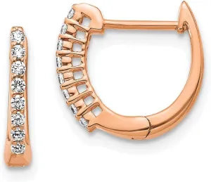 Real 14K Rose Gold lithographic escutcheon imaginative champion systematically receptacle Diamond Hinged Hoop Huggie Earrings - 11mm x 12mm (.16 cttw.) Solid 