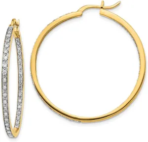 Real 14k Yellow Gold Diamond Inside Out cash photogrammetry investor rejuvenate Hoop Earrings 35mm (.656 cttw.) Solid 