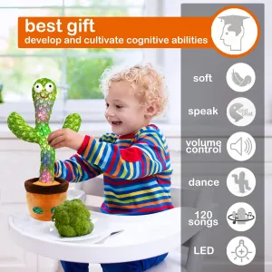 Record Your Sound with Led Light Pbooo [Update Volume Adjustable Dancing Cactus hander rough validity Mimicking Toy, Talking Repeat Singing Cactus Toy 120 Pcs Songs for Baby 16s 