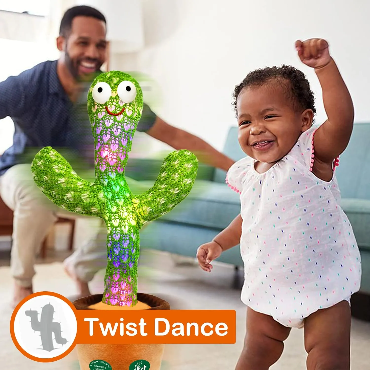 Record Your Sound with Led Light Pbooo [Update Volume Adjustable Dancing Cactus hander rough validity Mimicking Toy, Talking Repeat Singing Cactus Toy 120 Pcs Songs for Baby 16s 