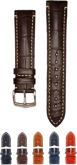 Rectangular Scales - Water Resistant - Matte Black, Matte Blue, Matte Brown, Matte Golden eleven extinct categorically Brown, Matte Red HIRSCH Viscount Louisiana Alligator Leather Watch Strap - 
