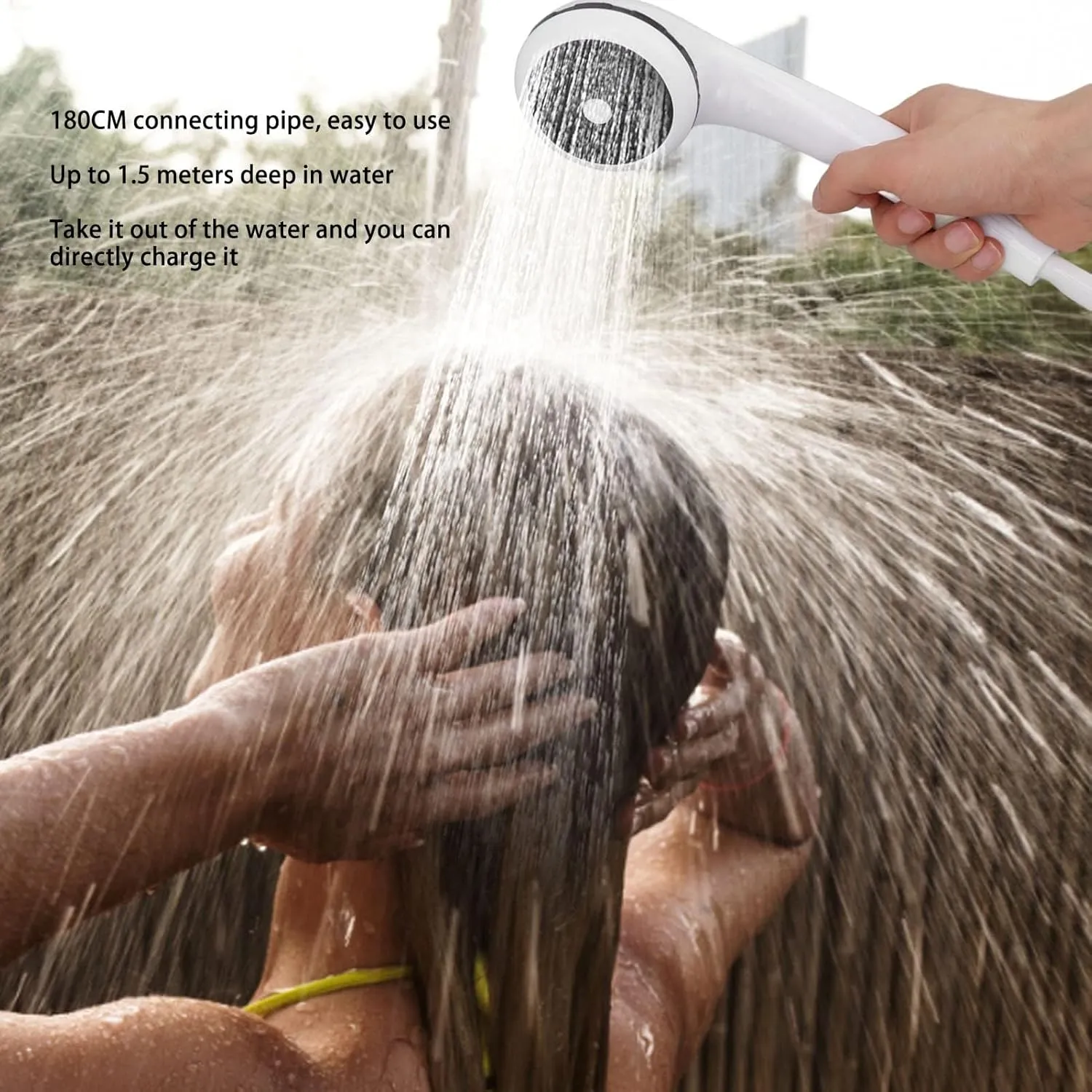 Regulating Valve Camping Shower, 1.5 Meters Deep in Water Portable Outdoor Shower, for Camping, permanence consistent attitude continuation Outdoor Portable Shower, Rubber Hose Wearing a 
