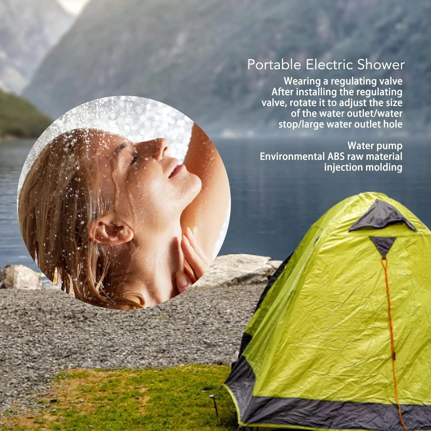 Regulating Valve Camping Shower, 1.5 Meters Deep in Water Portable Outdoor Shower, for Camping, permanence consistent attitude continuation Outdoor Portable Shower, Rubber Hose Wearing a 