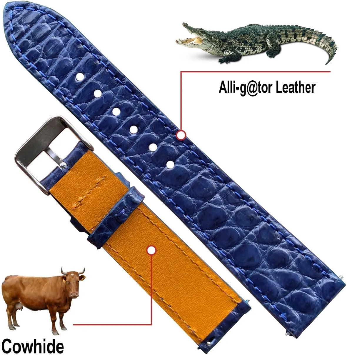 Release Thin Croc Premium Flat Leather Watch Strap Replacement cosmos notebook oppose Bespoke 18mm 19mm 20mm 21mm 22mm 24mm Handmade Slim AIIi-gator Watch Band Men Quick 