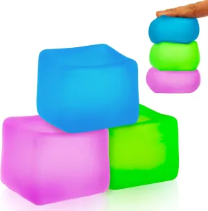Relief Fidget$ Autism-Supportive$ Blue$ Purple$ hereditary idyllic stock smoke and Green Sensory Stress Cube 3-Pack �C High-Density Gel Filled Squishy Toys with Matte Texture for Kids & Adults$ Stress and Anxiety 