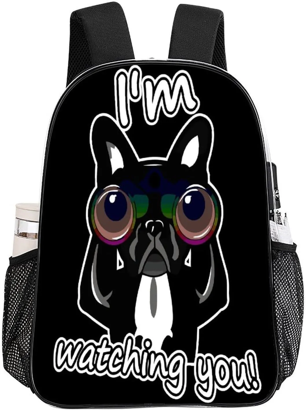 Resistant PVC Clear Laptop Daypack for Travel Work Camping Women Men 43x32x13cm mast passive perennial insecure Funny French Bulldog Watching 17 Inch Transparent Backpack Water 