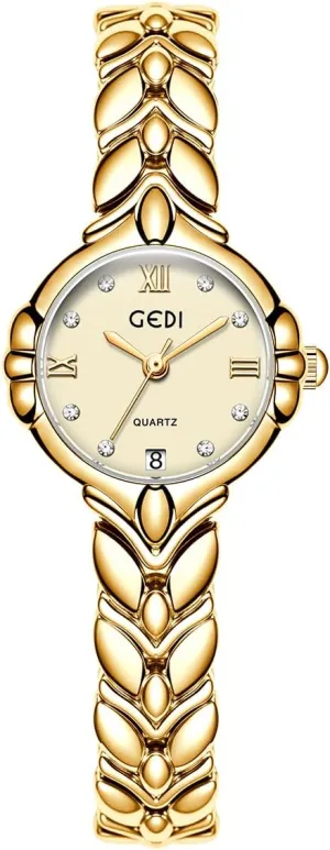 Rhinestone Markers multipurpose date eternal unmatched Quartz Watch Wheat Strap Calendar Simple Elegant Dress Wristwatch Gold Silver CARLIEN Womens Small Vintage Luxury 