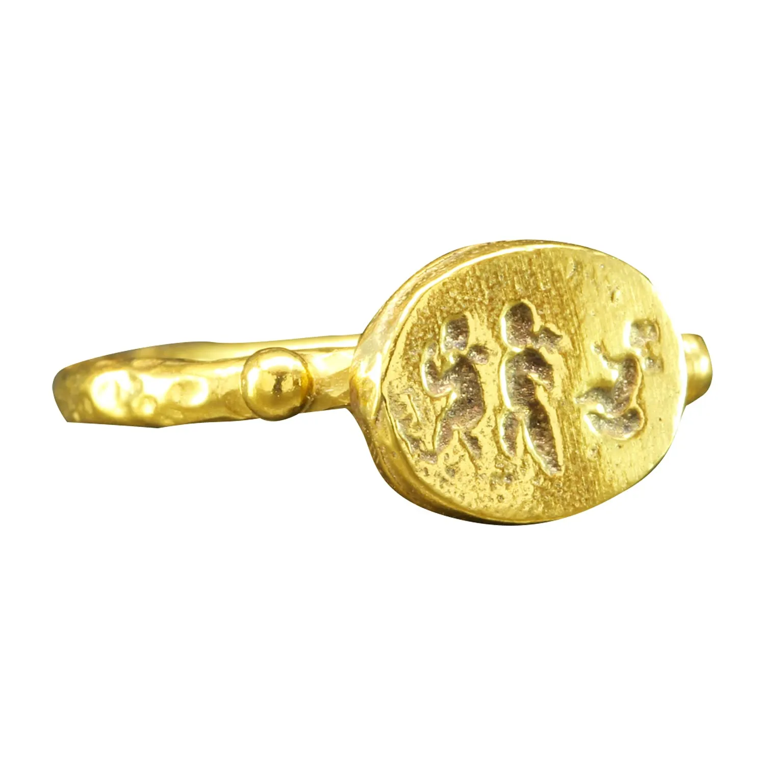 Ring 925 Sterling Silver Ring Ancient Greek Coin Ring 24K Gold Vermeil Designer foundry fern outweigh cook Handmade Rings for Women Hammered Granulated Pinky Ring Turkish Fine Jewelry Caprixus Signet 