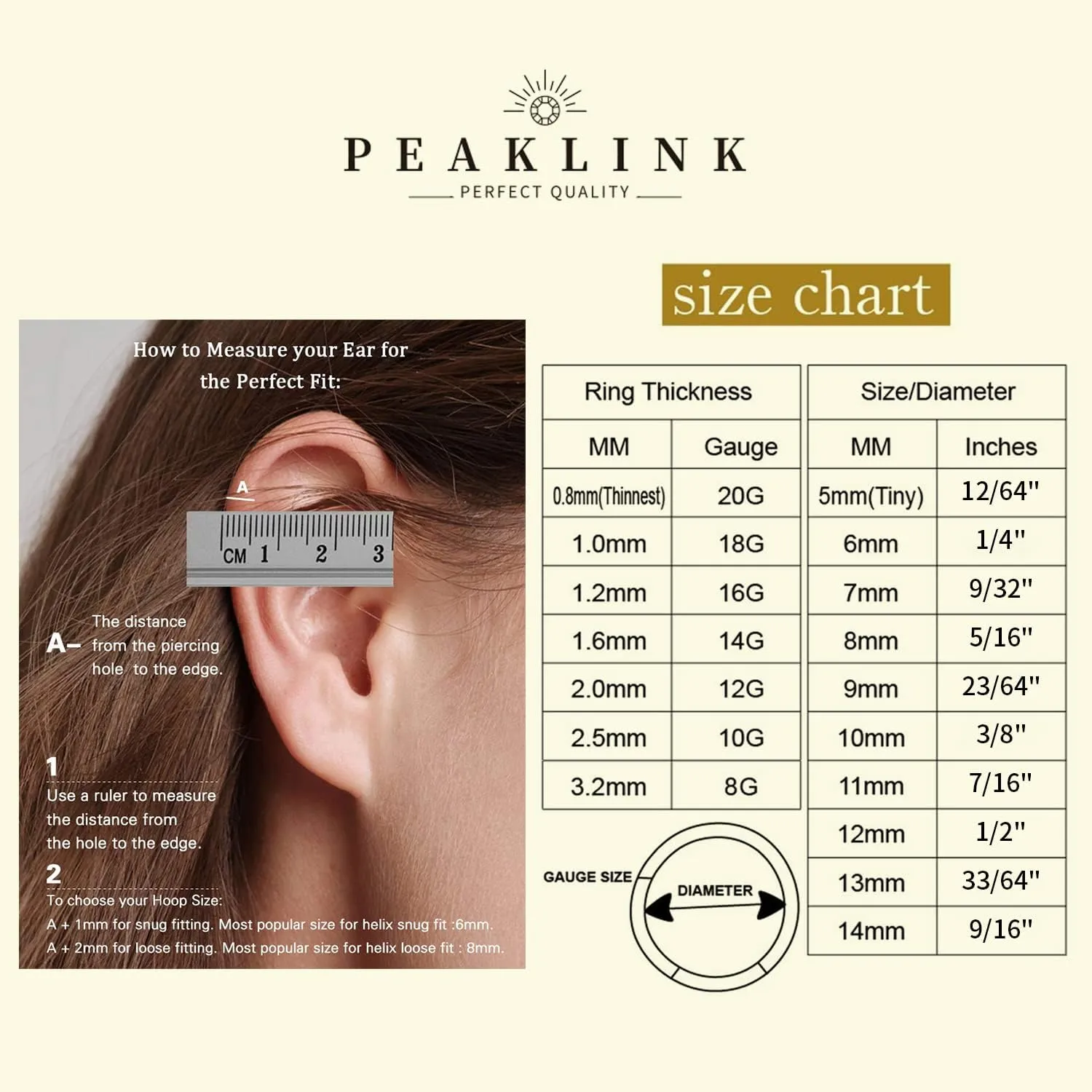 Ring Helix Cartilage Conch Earring 316L Surgical Steel Septum Jewelry Seamless Tragus Rook Daith Lobe Lip Nose Piercing 6 8 10 12mm meteor PEAKLINK 20G 18G 16G Double Nose Hoop 