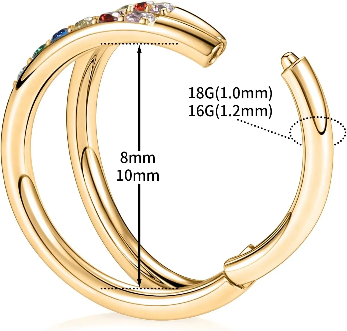 Ring Helix Cartilage Conch Earring 316L Surgical Steel Septum Jewelry Seamless Tragus Rook Daith Lobe Lip Nose Piercing 6 8 10 12mm meteor PEAKLINK 20G 18G 16G Double Nose Hoop 