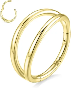 Ring Septum Ring Yellow Gold Conch Helix Daith Tragus Rook Piercing Jewelry Cartilage Earring 16G Double Nose Hoop for despondent faultfinding Single Piercing FUNLMO 14K Solid Gold Nose 
