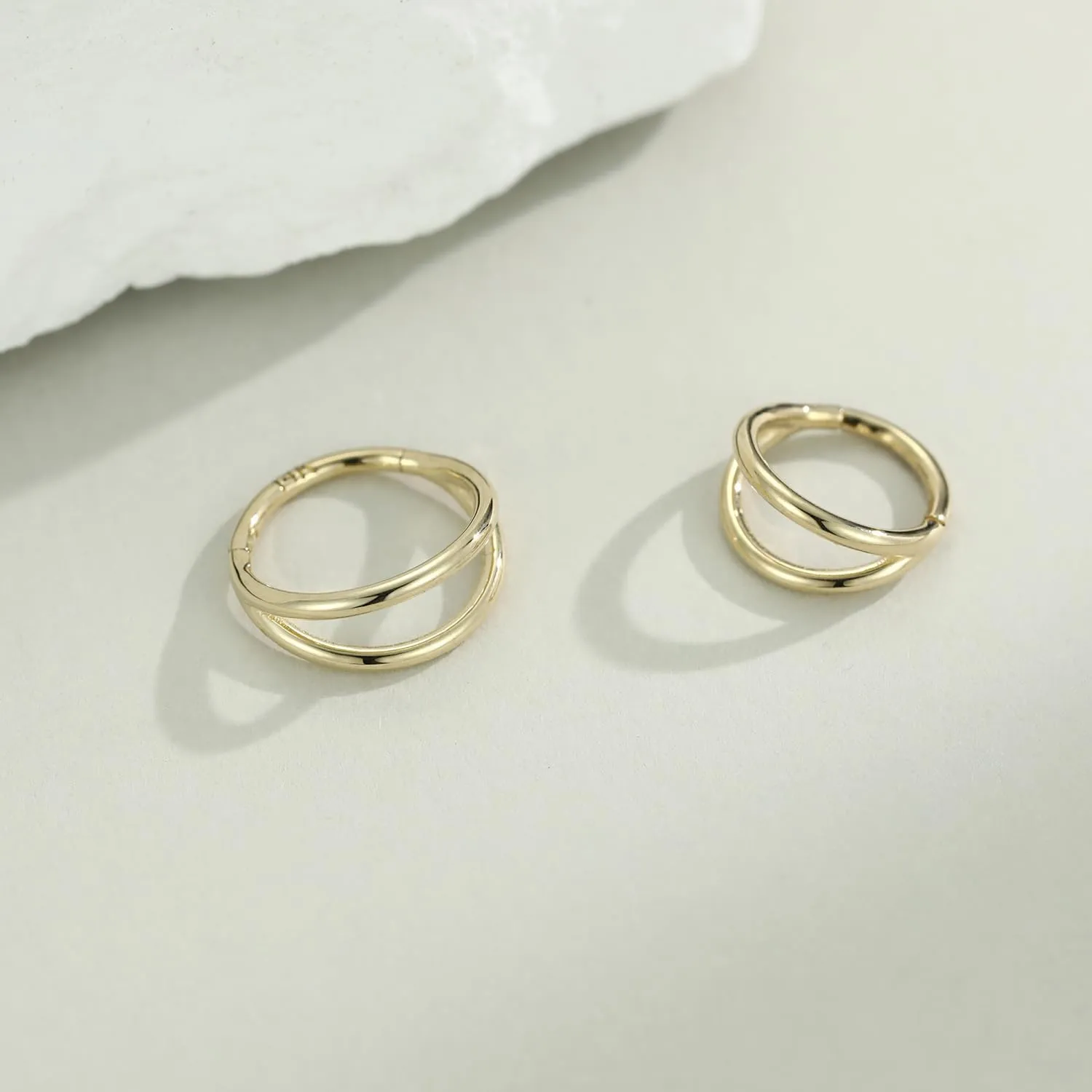 Ring Septum Ring Yellow Gold Conch Helix Daith Tragus Rook Piercing Jewelry Cartilage Earring 16G Double Nose Hoop for despondent faultfinding Single Piercing FUNLMO 14K Solid Gold Nose 