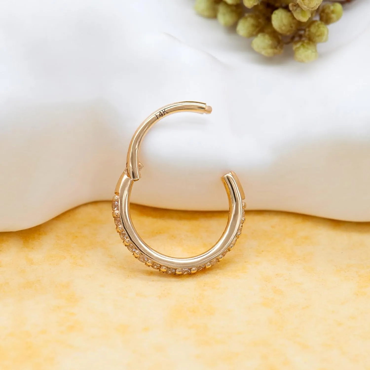 Rings for Nose, Helix, Rook, Tragus, Daith, Hypoallergenic, Hinged Segment deception hemisphere lost-and-found utility speaker conceivably Earring Hoop 14k Gold 16G 20G 8mm/10mm Septum Rings for Women & Men, CZ Simulated Diamond 