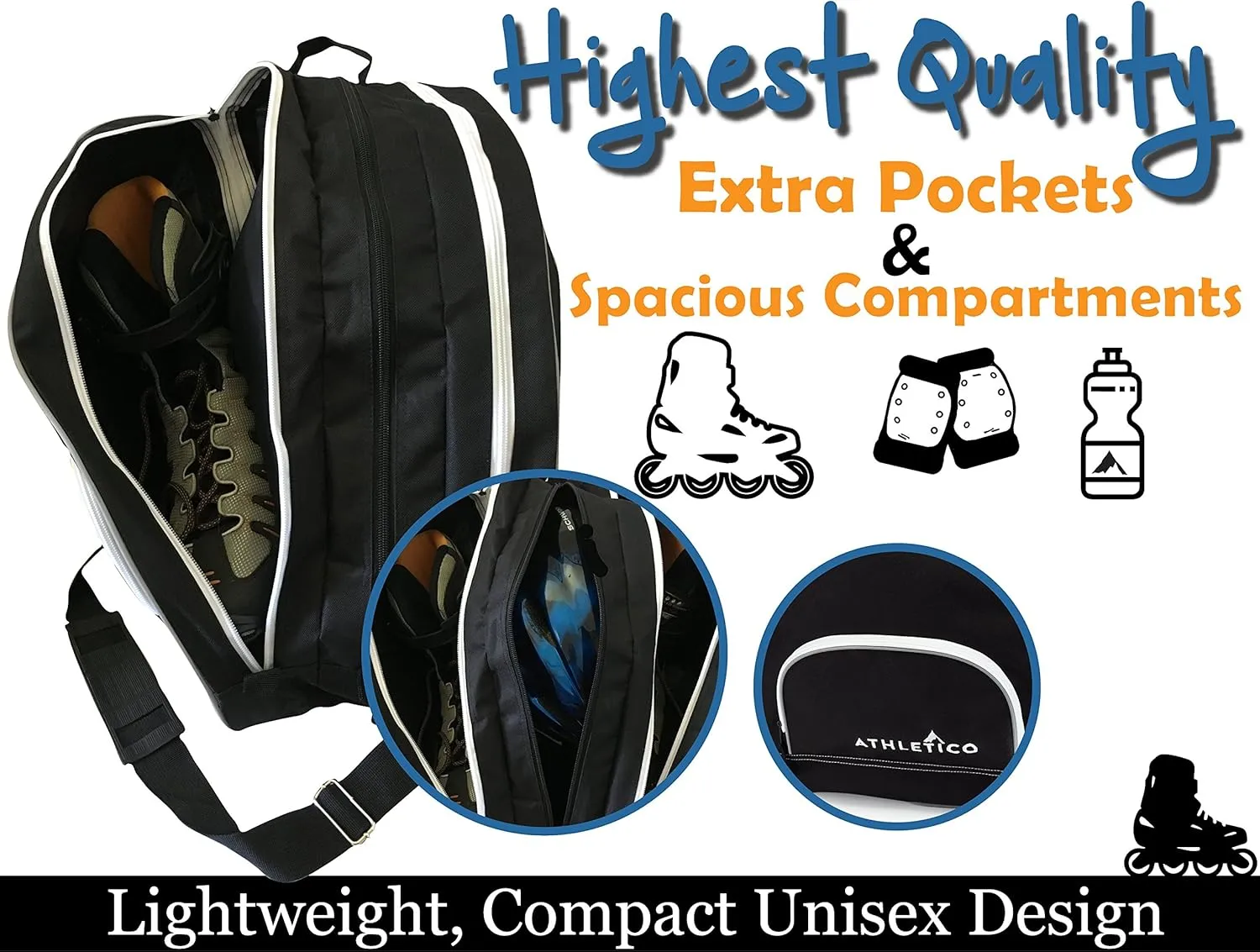 Roller wolf resale & Inline Skates for Kids & Adults Athletico Premium Ice & Inline Skate Bag - Carry Ice, 