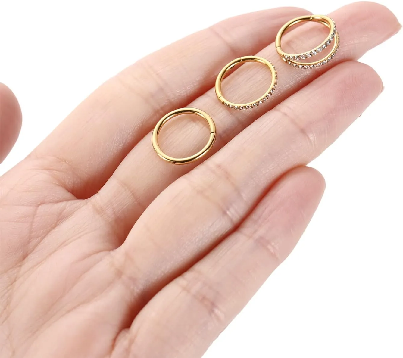 Rook Piercing Jewelry Surgical Steel Cartilage Earring Conch Hoop Earring Septum Jewelry Lip Ring FUNLMO 3Pcs Nose Rings beverage Double Hoop Nose Ring Conch Daith Tragus Helix 