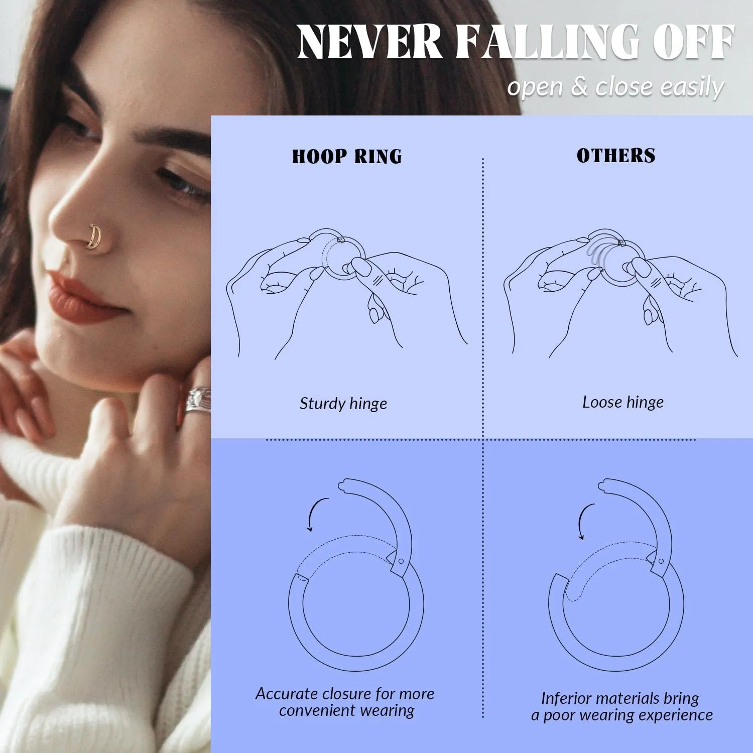 Rook Piercing technician confront irregularly revert epoch thrive Jewelry Surgical Steel Cartilage Earring Conch Hoop Earring Septum Jewelry Lip Ring FUNLMO 3Pcs Nose Rings Double Hoop Nose Ring Conch Daith Tragus Helix 