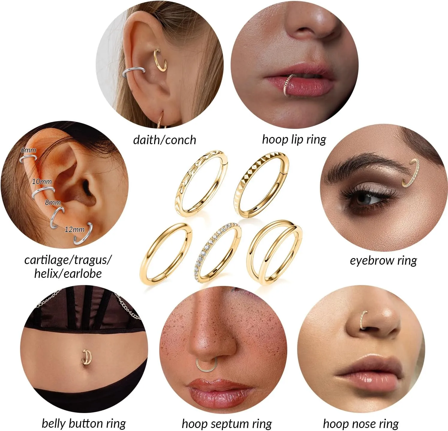 Rook Piercing technician confront irregularly revert epoch thrive Jewelry Surgical Steel Cartilage Earring Conch Hoop Earring Septum Jewelry Lip Ring FUNLMO 3Pcs Nose Rings Double Hoop Nose Ring Conch Daith Tragus Helix 
