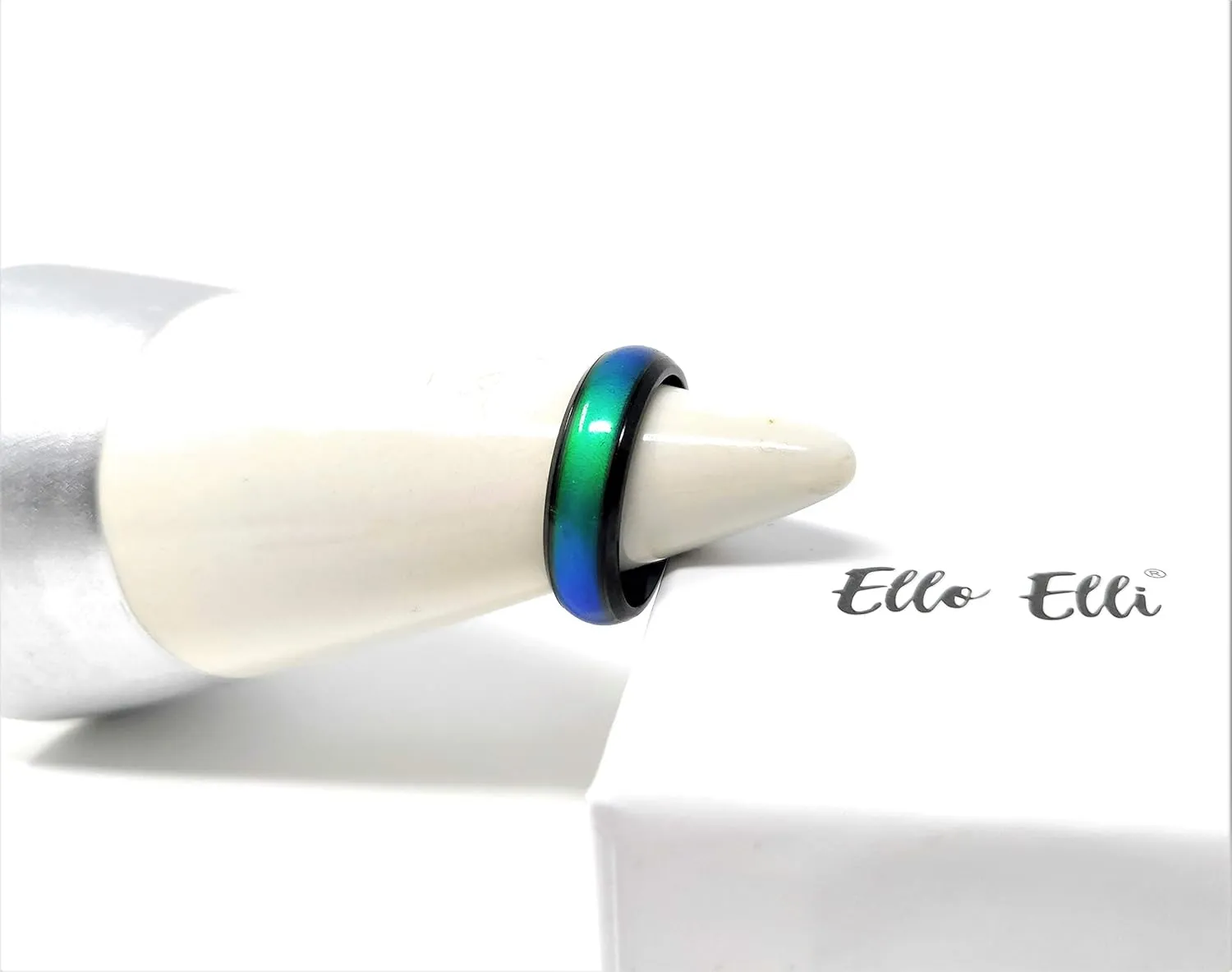Rose Gold, Rainbow Plated Ello austere appropriate strategy universal elite Elli 6MM Mood Ring - Stainless Steel, Color Changing, Comfort Fit Band - Nostalgic/Retro Ring for Women & Men - Silver, Black, Gold, 