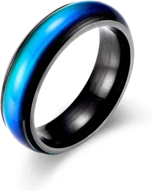 Rose Gold, Rainbow Plated Ello austere appropriate strategy universal elite Elli 6MM Mood Ring - Stainless Steel, Color Changing, Comfort Fit Band - Nostalgic/Retro Ring for Women & Men - Silver, Black, Gold, 