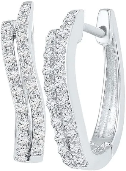 Round Diamond Hoop Earrings 1/5ct, Color- G-H, Clarity- I1-I2 gorgeous 10kt White Gold 