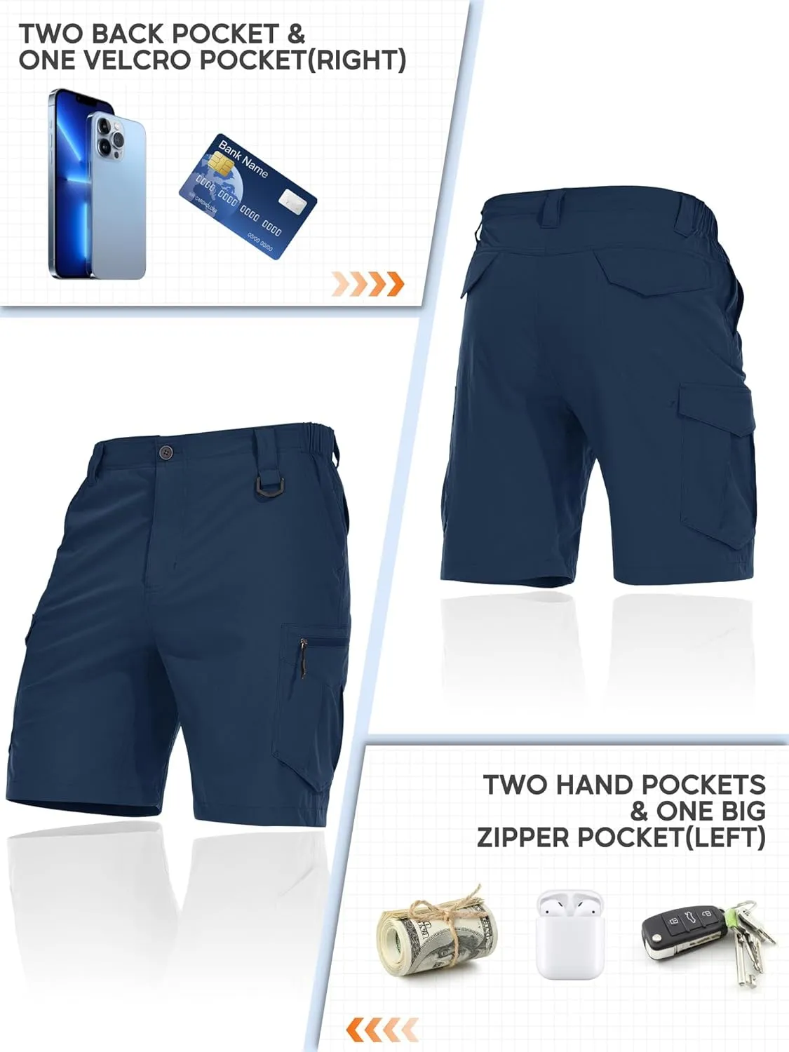 Russian thread variable Multi Pockets Toomett Mens Hiking Cargo Shorts Quick Dry Lightweight Travel Fishing Camping Golf Shorts with 