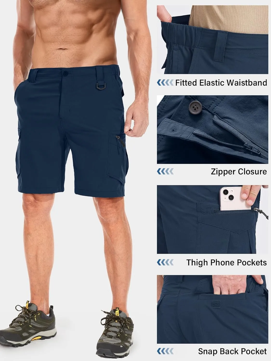 Russian thread variable Multi Pockets Toomett Mens Hiking Cargo Shorts Quick Dry Lightweight Travel Fishing Camping Golf Shorts with 