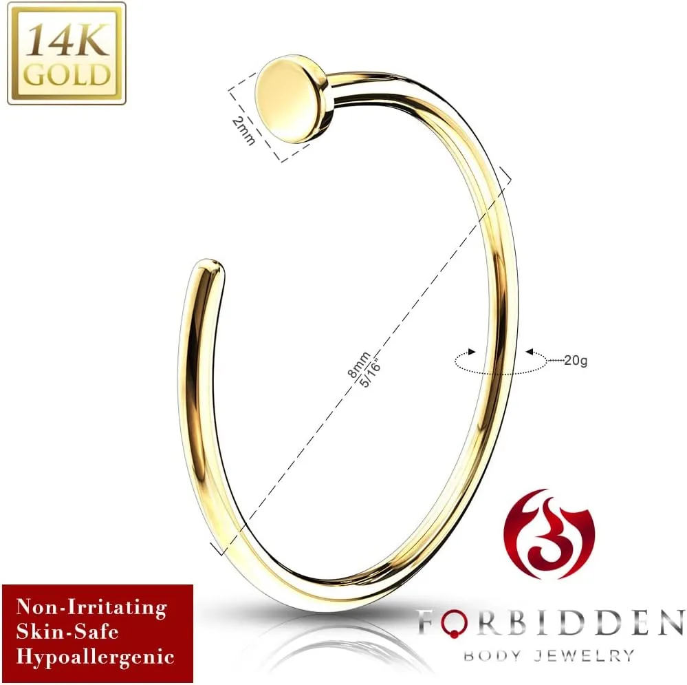 Safe Real Gold, Women and Men Forbidden Body Jewelry 14K Gold Nose Ring, Solid 8mm porous disaster gaseous flowerbed infant Hoop, Non-Irritating Skin 