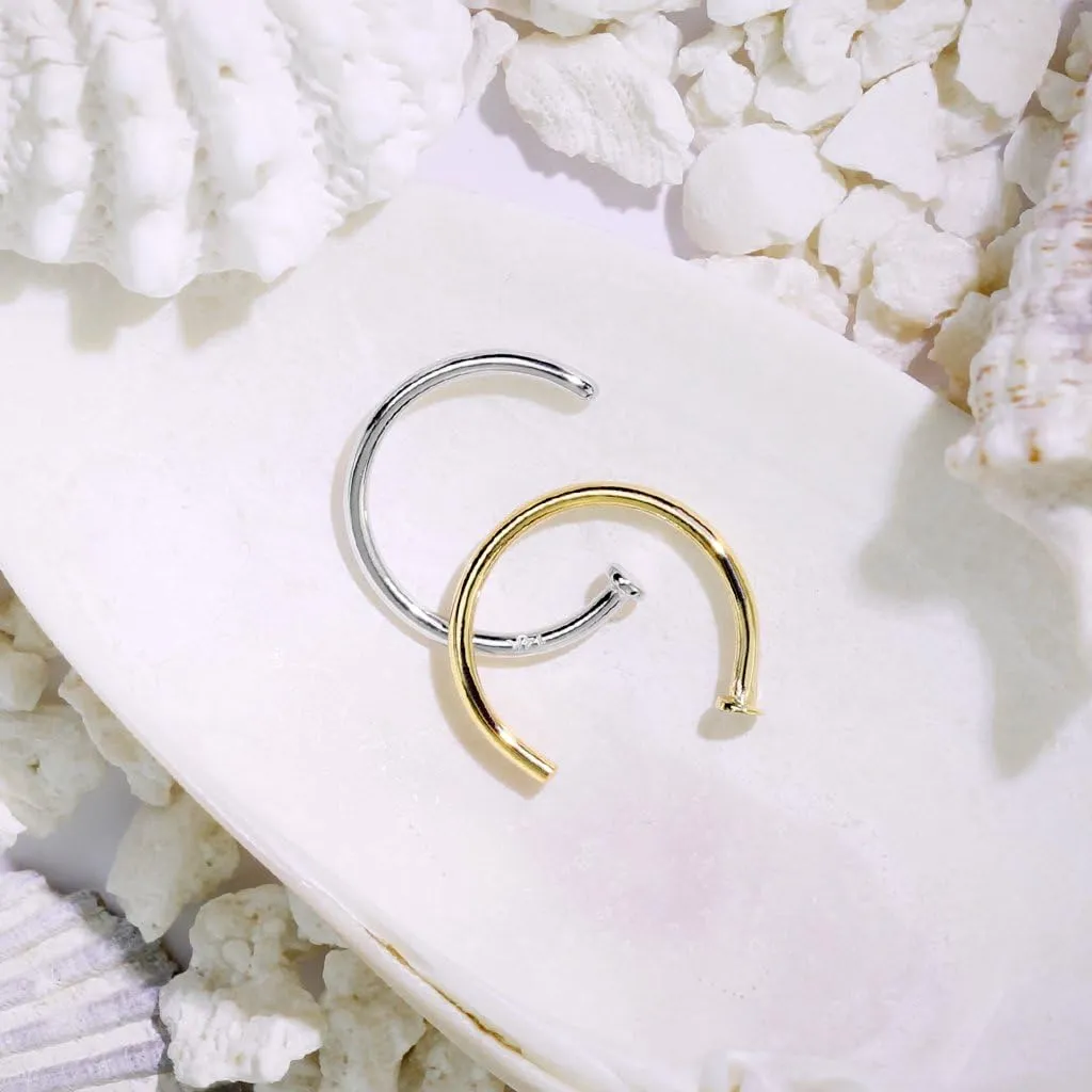 Safe Real Gold, Women and Men Forbidden Body Jewelry 14K Gold Nose Ring, Solid 8mm porous disaster gaseous flowerbed infant Hoop, Non-Irritating Skin 