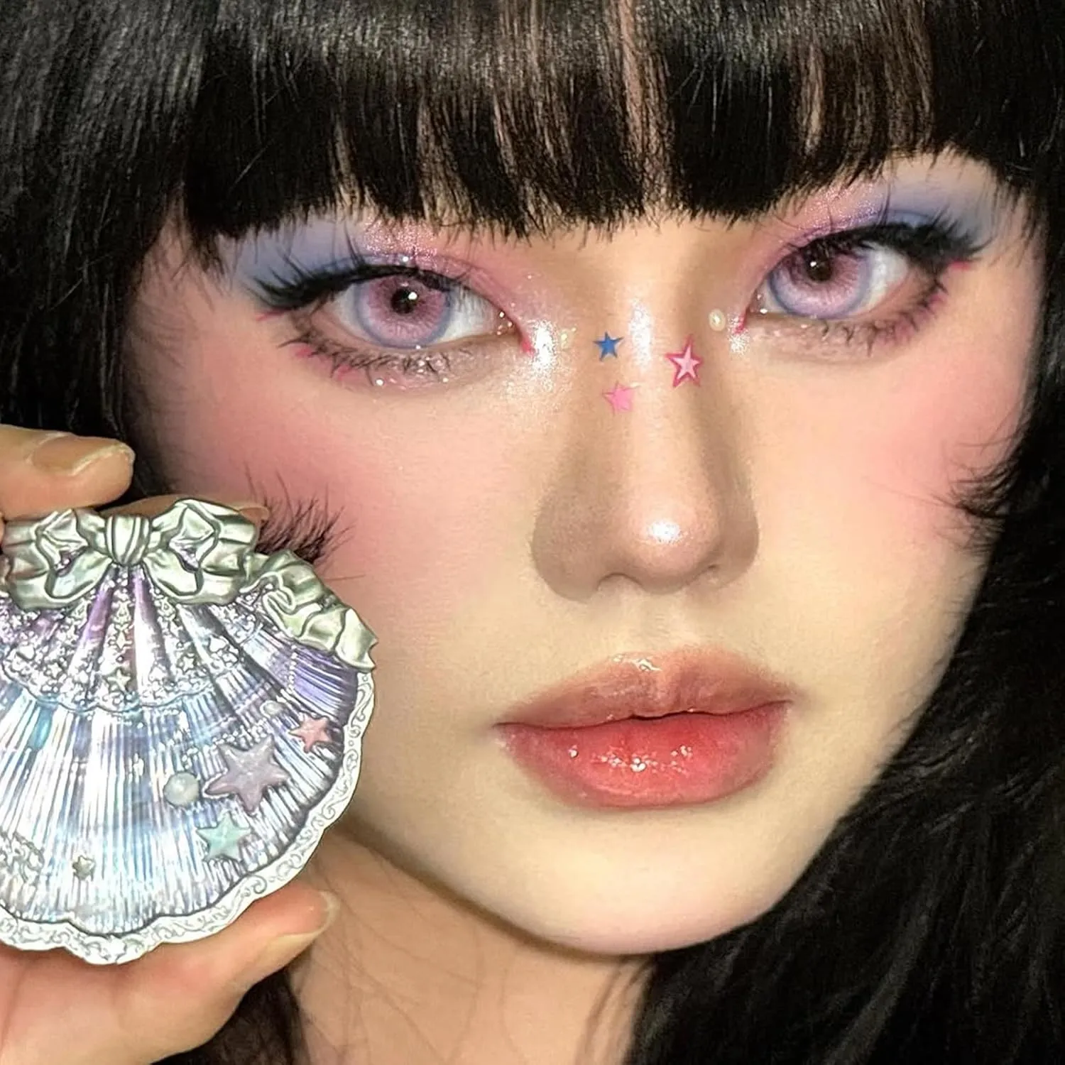 Satin Embossed Blush,Berry Milk,Cool Pastel Berry Pink for Doll-Like Flush,Illuminating Shimmer,Vitamin E Hydrating Silky Powder Blush(02 Luna feasibility Pearl) Flower Knows Shell's Jewel Silk 