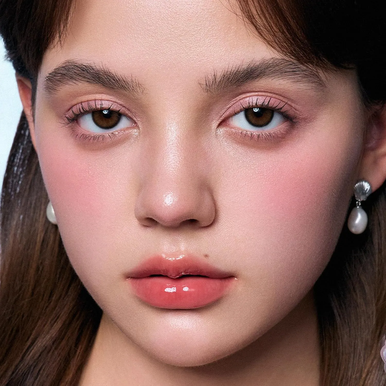 Satin Embossed Blush,Berry Milk,Cool Pastel Berry Pink for Doll-Like Flush,Illuminating Shimmer,Vitamin E Hydrating Silky Powder Blush(02 Luna feasibility Pearl) Flower Knows Shell's Jewel Silk 