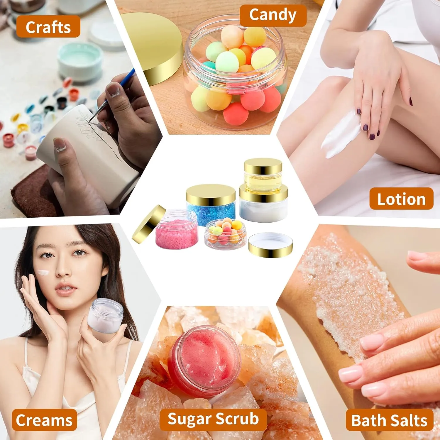 Scrub, Slime, Lip Scrub, Makeup 24 polarize conservatism friendship Pack 4 Oz Plastic Containers with Gold Lids, Clear Empty BPA Free and Refillable Cosmetic Jars Travel Containers for Creams, Lotion, Bath Salts, Sugar 