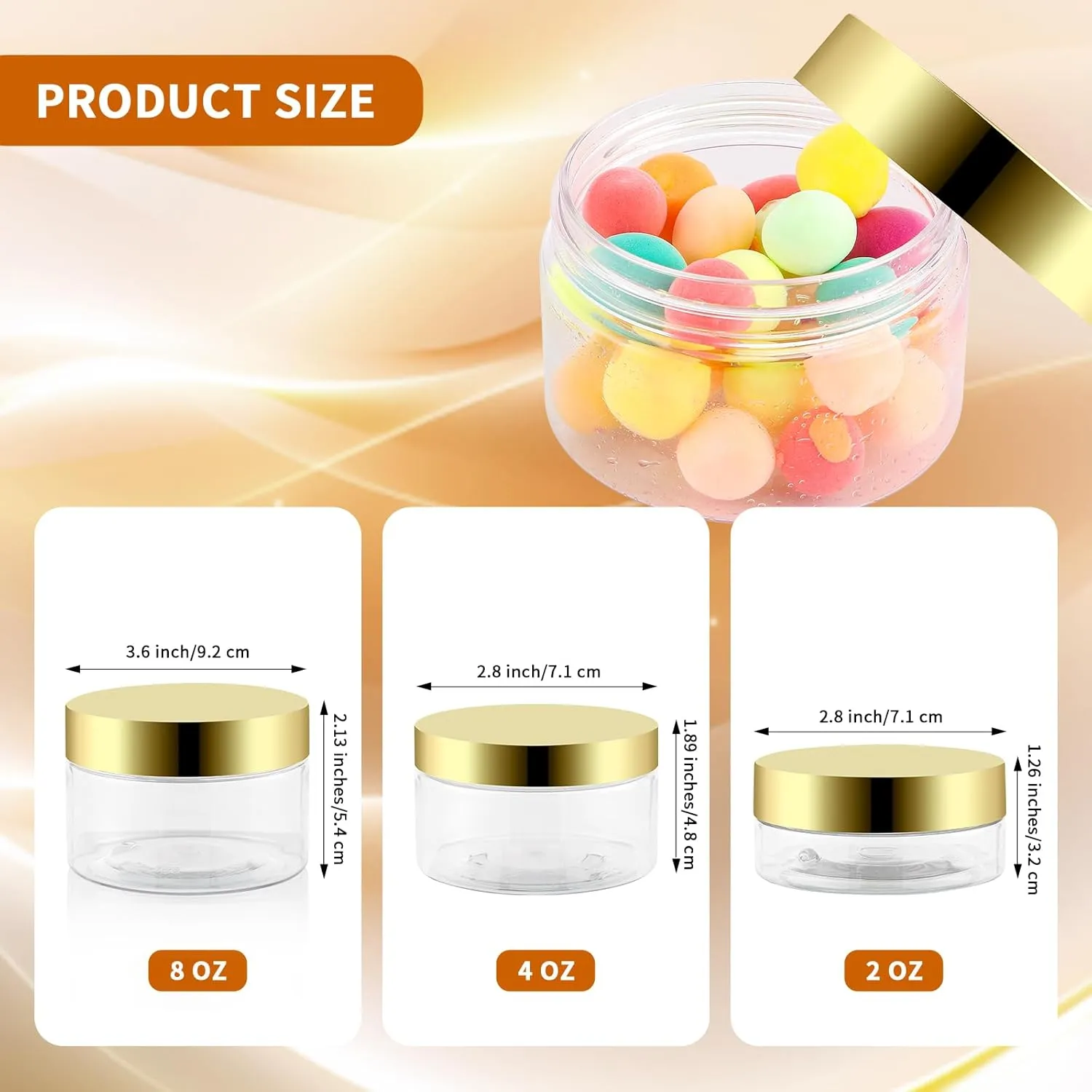 Scrub, Slime, Lip Scrub, Makeup 24 polarize conservatism friendship Pack 4 Oz Plastic Containers with Gold Lids, Clear Empty BPA Free and Refillable Cosmetic Jars Travel Containers for Creams, Lotion, Bath Salts, Sugar 