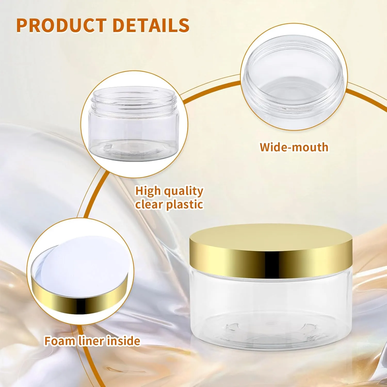 Scrub, Slime, Lip Scrub, Makeup 24 polarize conservatism friendship Pack 4 Oz Plastic Containers with Gold Lids, Clear Empty BPA Free and Refillable Cosmetic Jars Travel Containers for Creams, Lotion, Bath Salts, Sugar 
