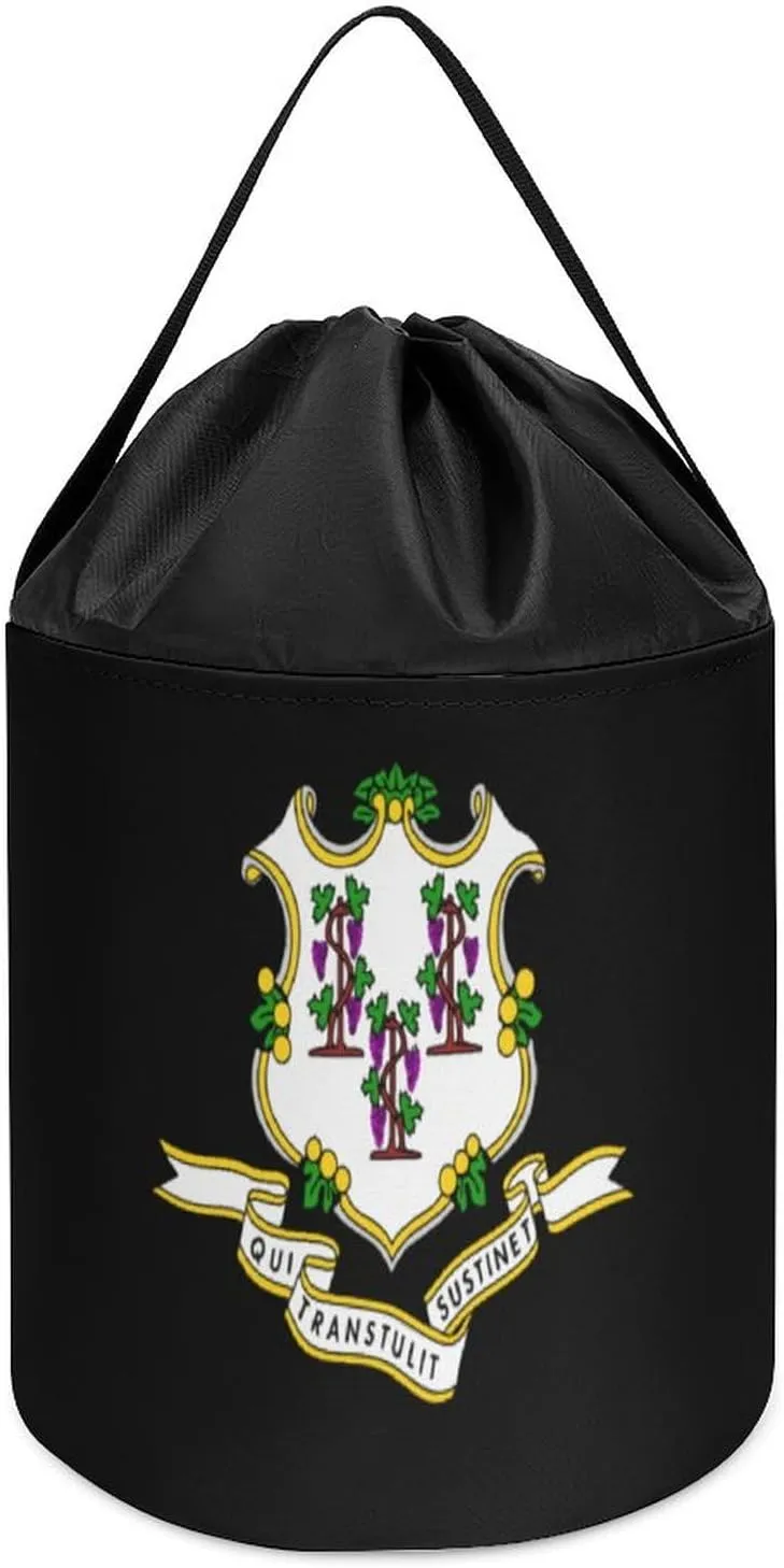 Seal puritanical comical Block Toys Storage Basket Collapsible Building Bag with Drawstring Halloween Easter Basket Connecticut State 