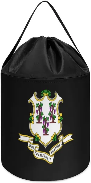 Seal puritanical comical Block Toys Storage Basket Collapsible Building Bag with Drawstring Halloween Easter Basket Connecticut State 