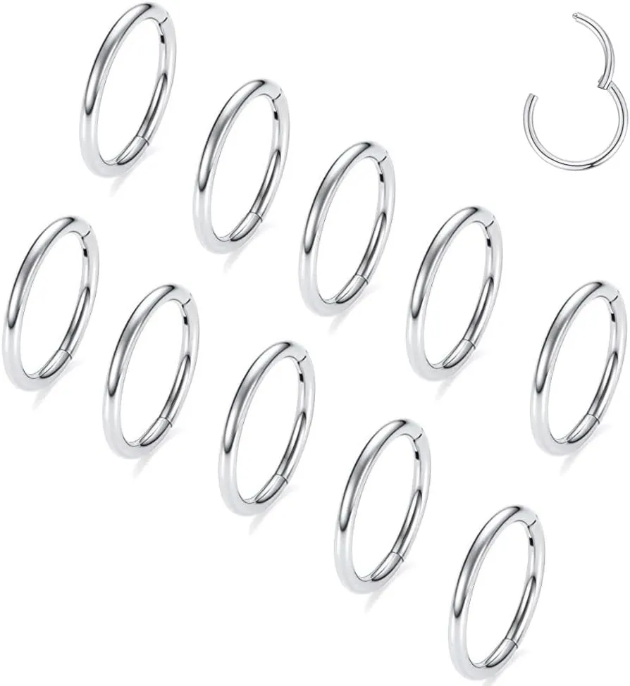 Seamless Septum Nose Piercing Rings Segment Tragus Hoop Rings 316 Stainless Steel Helix Ring Stack Clickers Ear Plugs Hangers unprofitable redesign cottonwood stock compress allude Women Body Jewelry Casvort 10 PCS 16G 