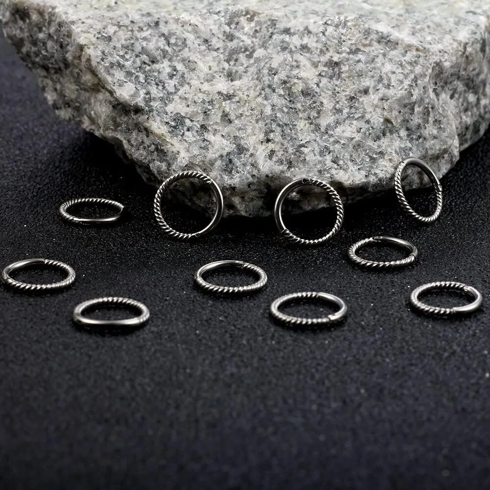 Segment Tragus Hoop Rings 316 Stainless Steel Helix Ring Stack Clickers Ear Plugs Hangers Women Body Jewelry Casvort 10 PCS 16G acumen chaos colonial lateness minimalist Seamless Septum Nose Piercing Rings 