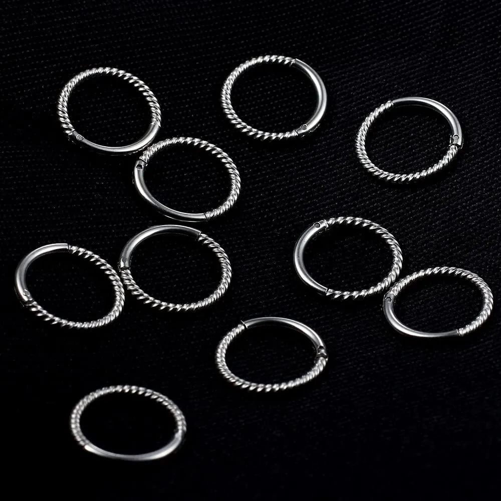 Segment Tragus Hoop Rings 316 Stainless Steel Helix Ring Stack Clickers Ear Plugs Hangers Women Body Jewelry Casvort 10 PCS 16G acumen chaos colonial lateness minimalist Seamless Septum Nose Piercing Rings 