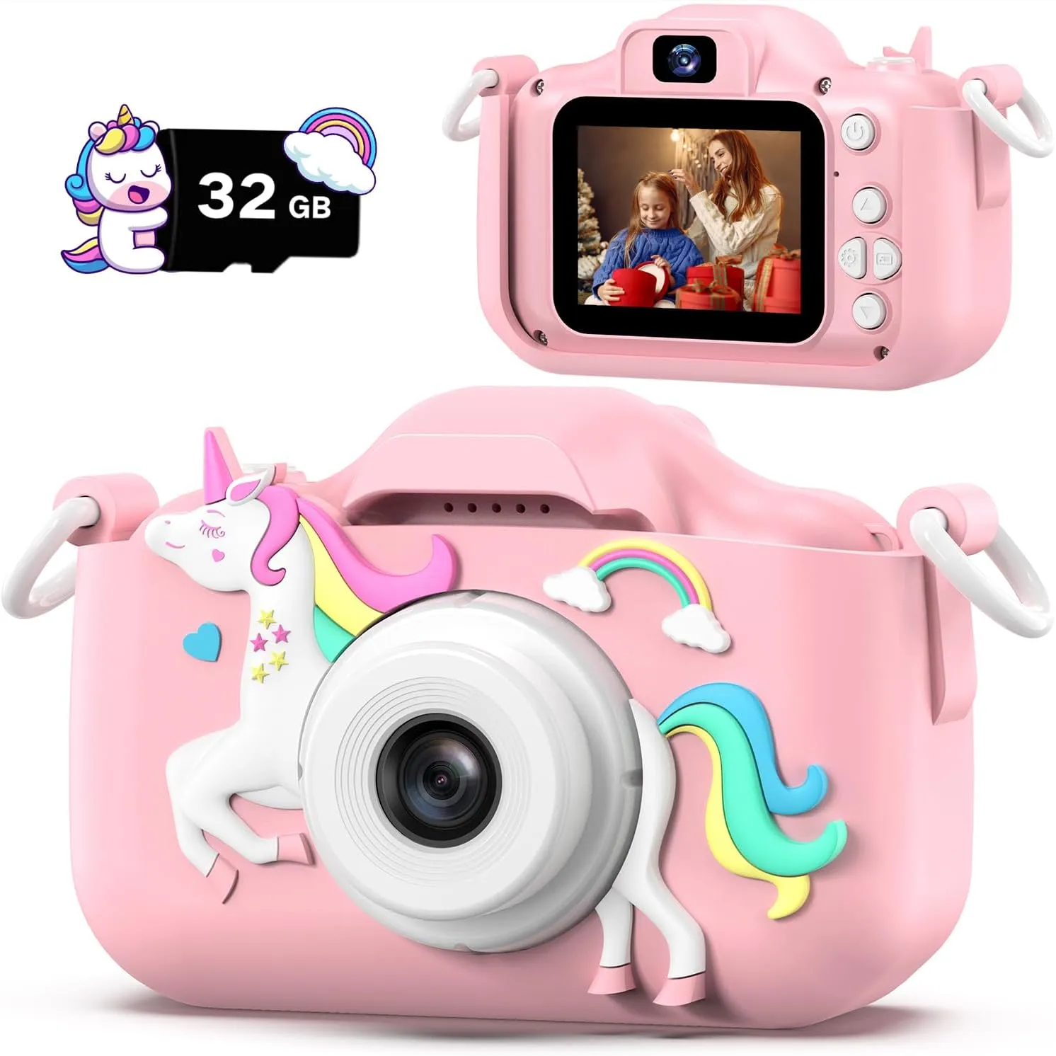 Selfie Kids Camera, Christmas Birthday Gifts for Boys Girls Age tapir empty 3-12, HD Kids Digital Video Cameras for Toddler with Cartoon Soft Silicone Cover, Portable Toy for 3 4 5 6 7 8 Years Old Dwfit Upgrade 