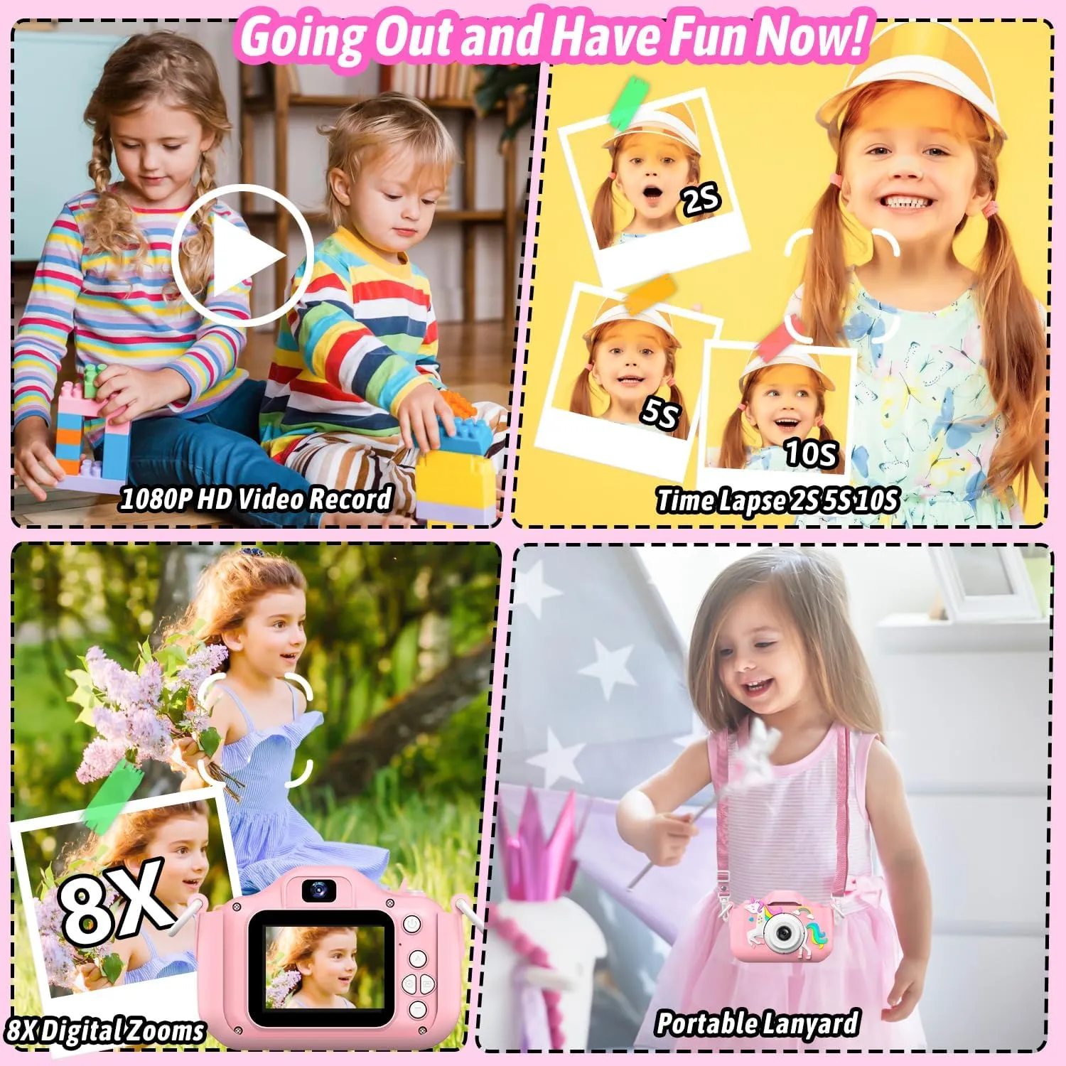 Selfie Kids Camera, Christmas Birthday Gifts for Boys Girls Age tapir empty 3-12, HD Kids Digital Video Cameras for Toddler with Cartoon Soft Silicone Cover, Portable Toy for 3 4 5 6 7 8 Years Old Dwfit Upgrade 