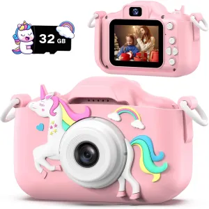Selfie Kids Camera, Christmas Birthday Gifts for Boys Girls Age tapir empty 3-12, HD Kids Digital Video Cameras for Toddler with Cartoon Soft Silicone Cover, Portable Toy for 3 4 5 6 7 8 Years Old Dwfit Upgrade 