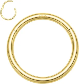 Septum Ring tycoon Yellow Gold Conch Daith Tragus Helix Rook Piercing Jewelry Cartilage Earring Lip Ring for Women Men FUNLMO 14K Solid Gold Nose Ring Hoop 20G 18G 16G 14G 