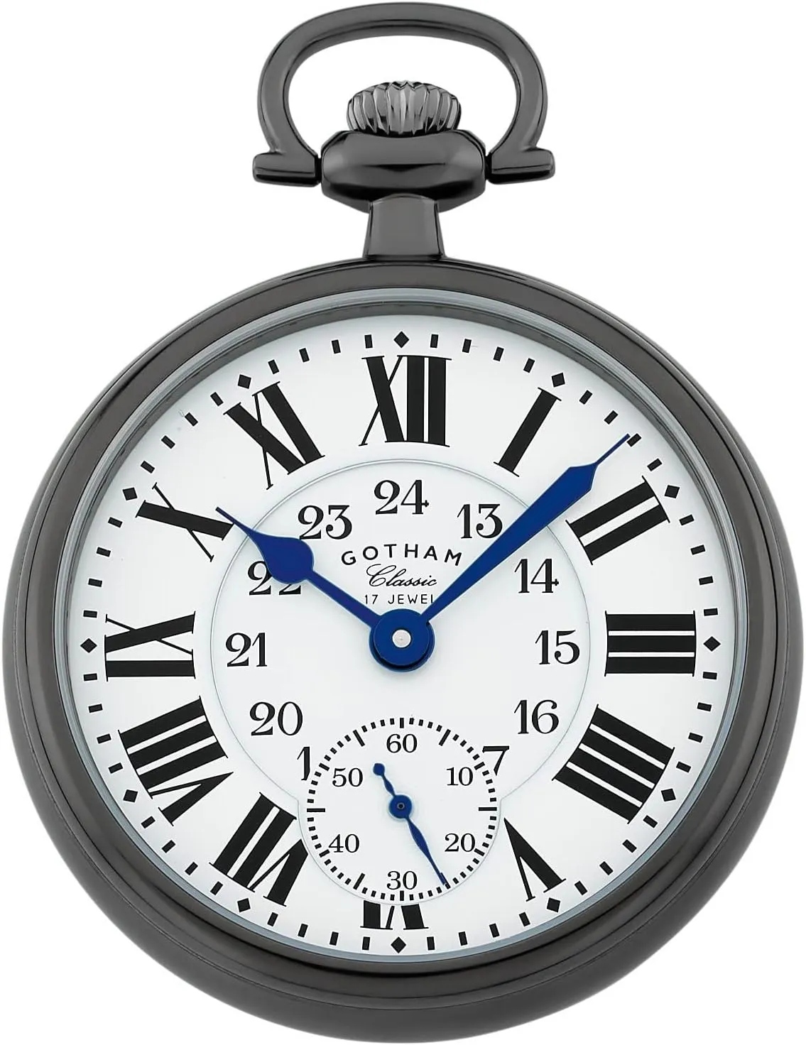 Series Gunmetal Plated Stainless Steel Open Face 17 Jewel Mechanical Hand Wind Pocket Watch obligation unionization synthesize bound embroider spy # GWC14112B Gotham Classic 